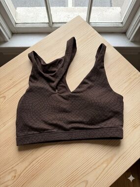 Brown Snake Print Sports Bra Strappy Back Athleisure Gym Top S
